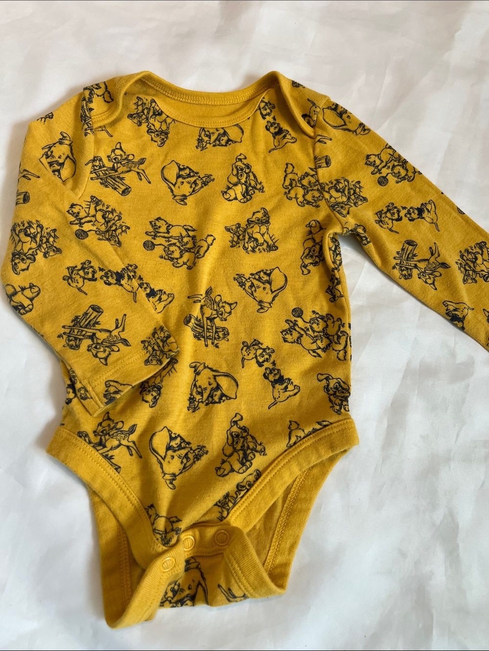 “Bundle 10/$13” Disney 9m Mustard Yellow Long-Sleeve Baby One-Piece Bodysuit